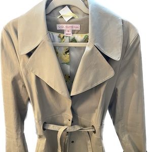 Womens Vía Spiga Floral Lined Trench Coat | Sz M